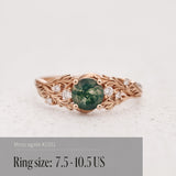 READY TO SHIP: Japanese Maple engagement ring with moss agate and diamonds, 14K rose gold, AVAILABLE RING SIZES: 7.5 - 10.5 US - Eden Garden Jewelry™