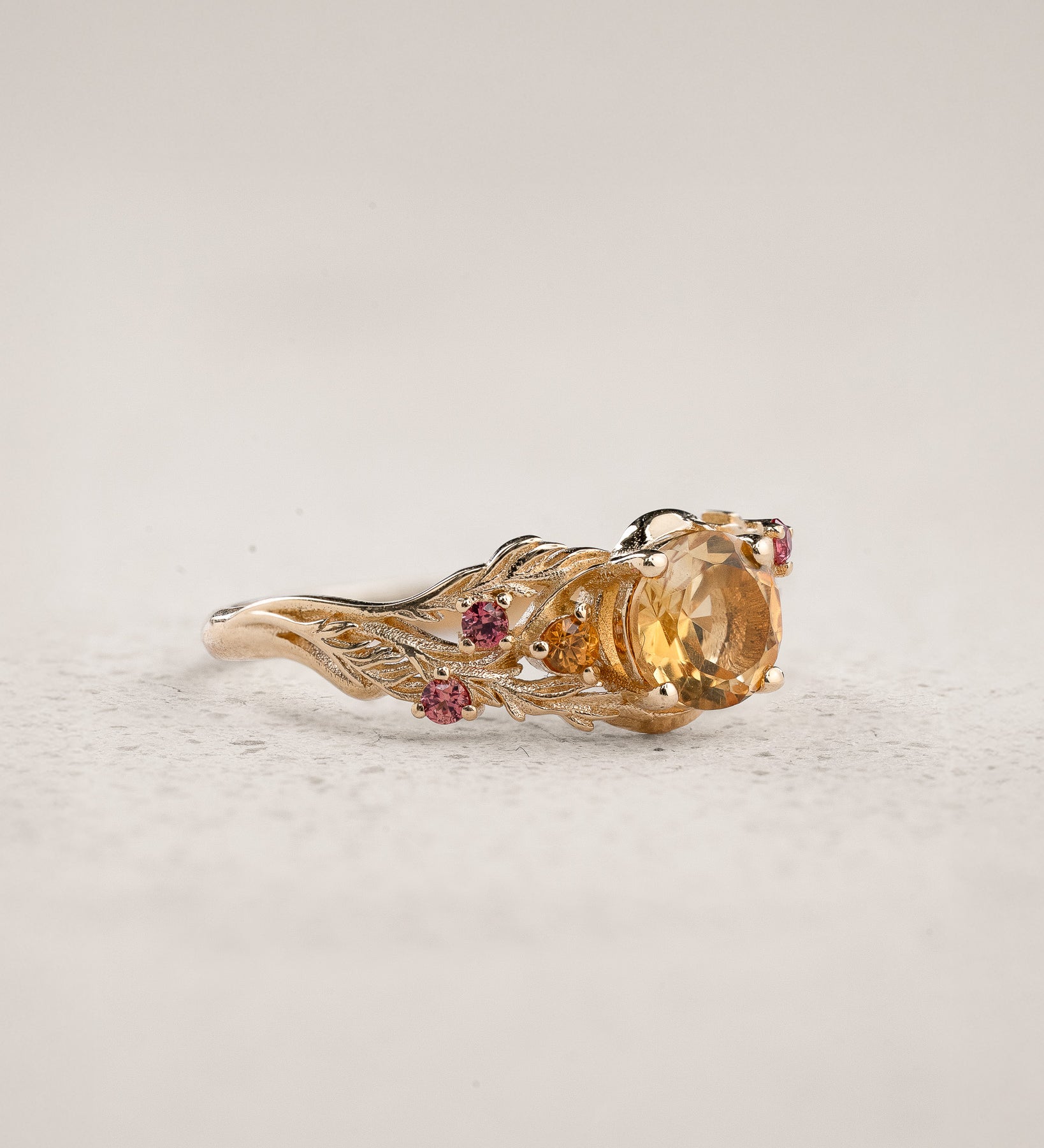 Japanese Maple leaves ring with orange citrine and accent sapphires / Japanese Maple - Eden Garden Jewelry™