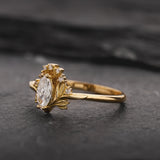 READY TO SHIP: Iris unique engagement ring in 14K yellow gold, AVAILABLE RING SIZES: 5.5 - 8.5 US