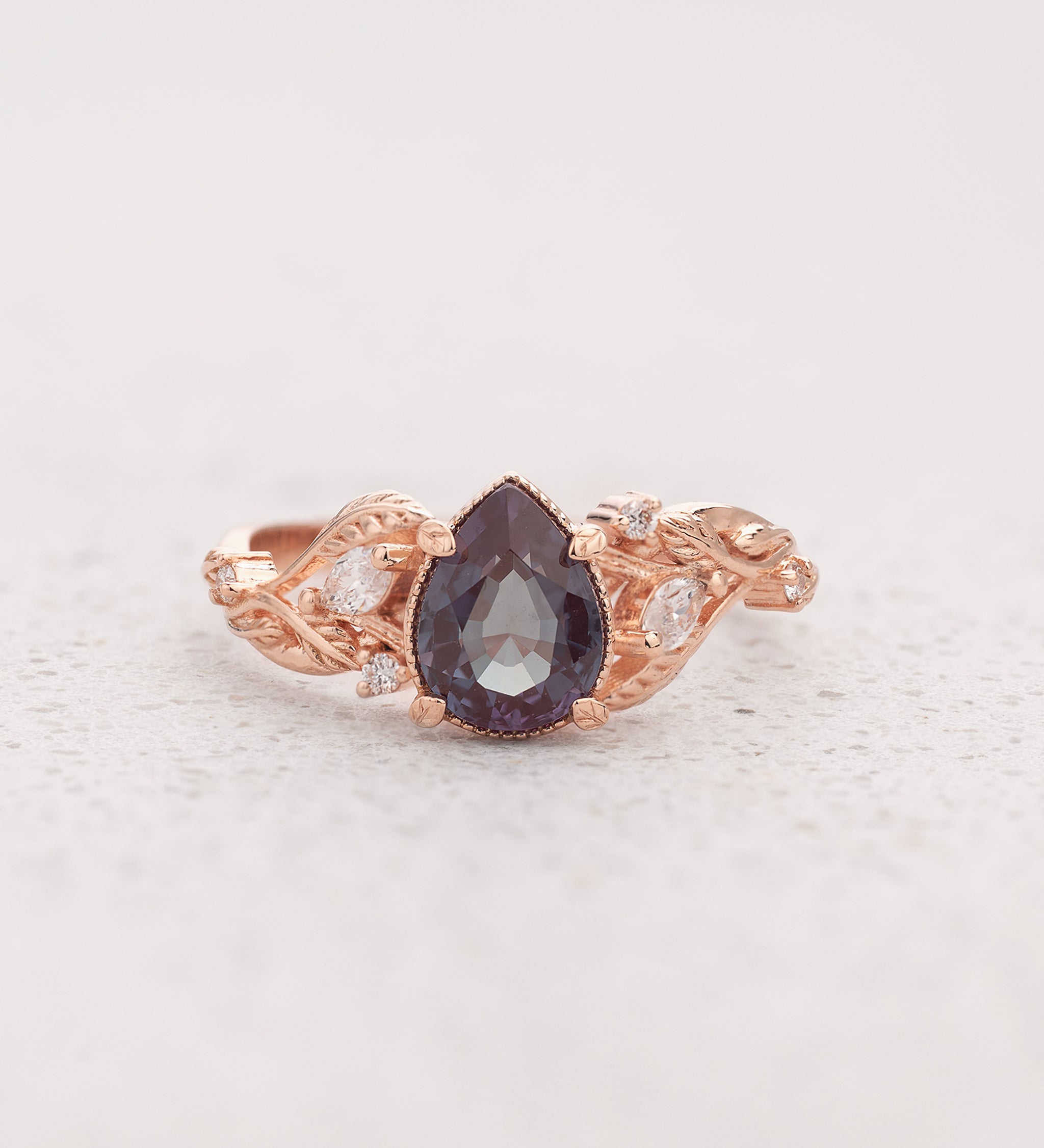 Lab alexandrite rose gold engagement ring, nature inspired proposal ring / Patricia - Eden Garden Jewelry™