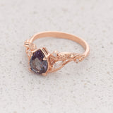 Lab alexandrite rose gold engagement ring, nature inspired proposal ring / Patricia - Eden Garden Jewelry™