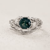 Leafy Bridal Set with Hexagon-Cut Green Moss Agate / Patricia - Eden Garden Jewelry™