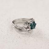 Leafy Bridal Set with Hexagon-Cut Green Moss Agate / Patricia - Eden Garden Jewelry™