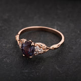 Leafy Engagement Ring with Color-changing Alexandrite / Gloria