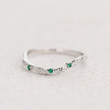 Leafy Matching Wedding Band with (Lab-grown) Emeralds / Patricia