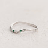 Leafy Matching Wedding Band with (Lab-grown) Emeralds / Patricia