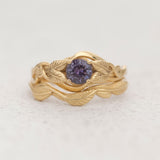 Leafy Bridal Set with Alexandrite Engagement Ring / Azalea - Eden Garden Jewelry™