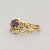 Leafy Bridal Set with Alexandrite Engagement Ring / Azalea - Eden Garden Jewelry™