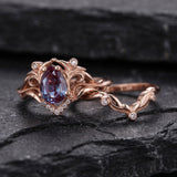 READY TO SHIP Lida small in 14K rose gold, 7x5 mm pear cut lab alexandrite, moissanites, RING SIZE 3.5 - 6.5 US - Eden Garden Jewelry™