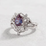 Diamond engagement ring set with lab alexandrite / Lida small - Eden Garden Jewelry™