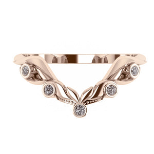 Lida big | matching wedding band with 5 diamonds, 1.5 mm gemstones - Eden Garden Jewelry™
