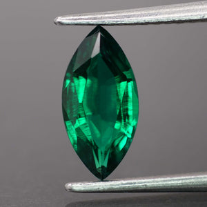 Emerald | Lab-Created Hydrothermal, marquise-cut, 10x5mm, 0.9ct