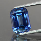 Sapphire | Medium Blue color, lab-grown, emerald-cut, 8x6mm, 2.2ct