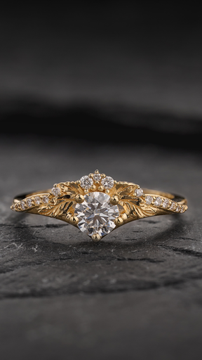 Magnificent Engagement Ring with Round (Lab-grown) Diamond / Amelia - Eden Garden Jewelry™
