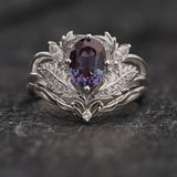 Magnificent Bridal Set with Color-Changing Alexandrite & Matching Band / Adonis - Eden Garden Jewelry™