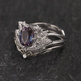 Magnificent Bridal Set with Color-Changing Alexandrite & Matching Band / Adonis - Eden Garden Jewelry™