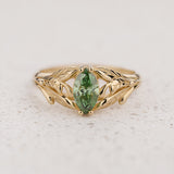 READY TO SHIP: Wisteria ring with green lab-grown diamond, 14K yellow gold, AVAILABLE RING SIZES: 5.5 - 8.5 US