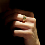 READY TO SHIP Wisteria ring with green lab-grown diamond, 14K yellow gold, AVAILABLE RING SIZES: 5.5 - 8.5 US