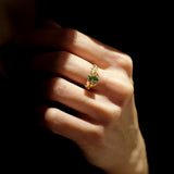 READY TO SHIP Wisteria ring with green lab-grown diamond, 14K yellow gold, AVAILABLE RING SIZES: 5.5 - 8.5 US