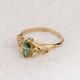 READY TO SHIP: Wisteria ring with green lab-grown diamond, 14K yellow gold, AVAILABLE RING SIZES: 5.5 - 8.5 US