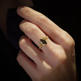 READY TO SHIP Vineyard ring with marquise-cut natural green sapphire, 14K yellow gold, AVAILABLE RING SIZES: 5.5 - 8.5 US