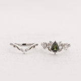 Matching Wedding Band with Three Diamonds Framed by Leaves / Adelina - Eden Garden Jewelry™