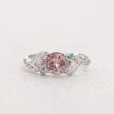 Morganite Engagement Ring with (Natural) Paraiba Tourmalines & Diamonds / Patricia - Eden Garden Jewelry™