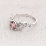 Morganite Engagement Ring with (Natural) Paraiba Tourmalines & Diamonds / Patricia - Eden Garden Jewelry™