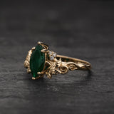 Natural Emerald Bridal Set with Matching Wedding Band / Vineyard - Eden Garden Jewelry™