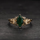 Natural Emerald Engagement Ring in Marquise Cut / Vineyard
