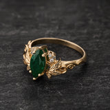Natural Emerald Bridal Set with Matching Wedding Band / Vineyard - Eden Garden Jewelry™