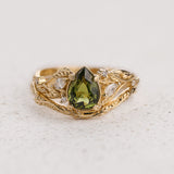 Natural Green Sapphire Bridal Ring Set with Matching Wedding Band / Patricia