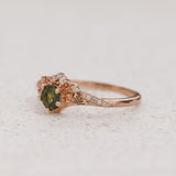 Natural Green Sapphire Engagement Ring with Sparkling Diamonds / Amelia