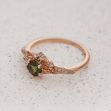 Natural Green Sapphire Engagement Ring with Sparkling Diamonds / Amelia