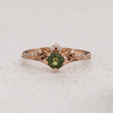 Natural Green Sapphire Engagement Ring with Sparkling Diamonds / Amelia