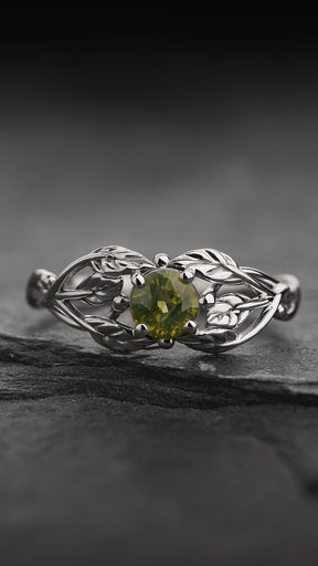 Natural Opalescent Sapphire Engagement Ring / Tilia, 5mm - Eden Garden Jewelry™