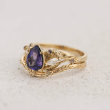 Engagement Ring with Natural Purple Sapphire and Accent Diamonds & Pink Sapphires / Patricia