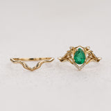 Vintage-inspired Bridal Set with Natural Emerald Engagement Ring / Lida small