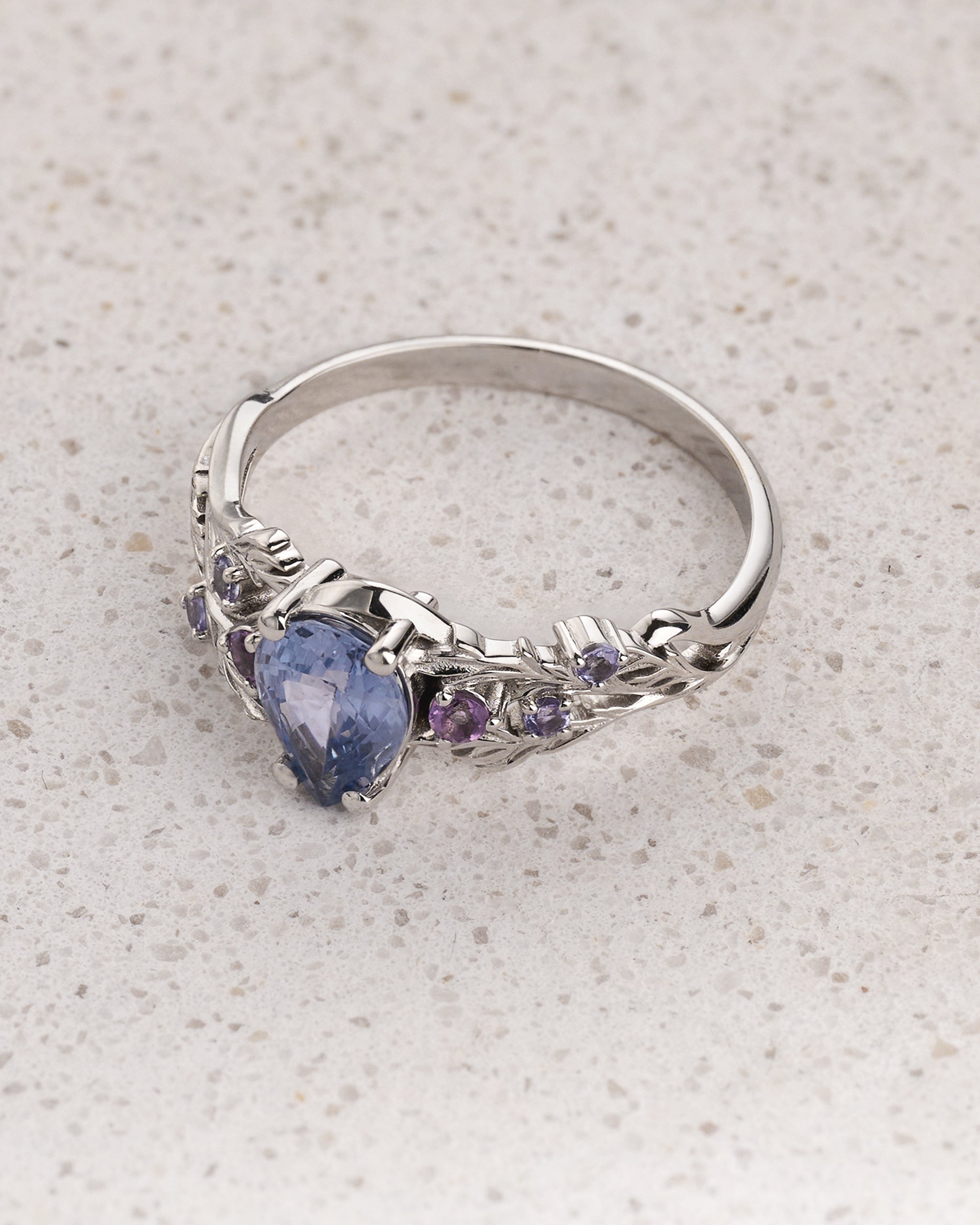 Natural blue sapphire bridal set with amethysts and tanzanites / Japanese Maple - Eden Garden Jewelry™