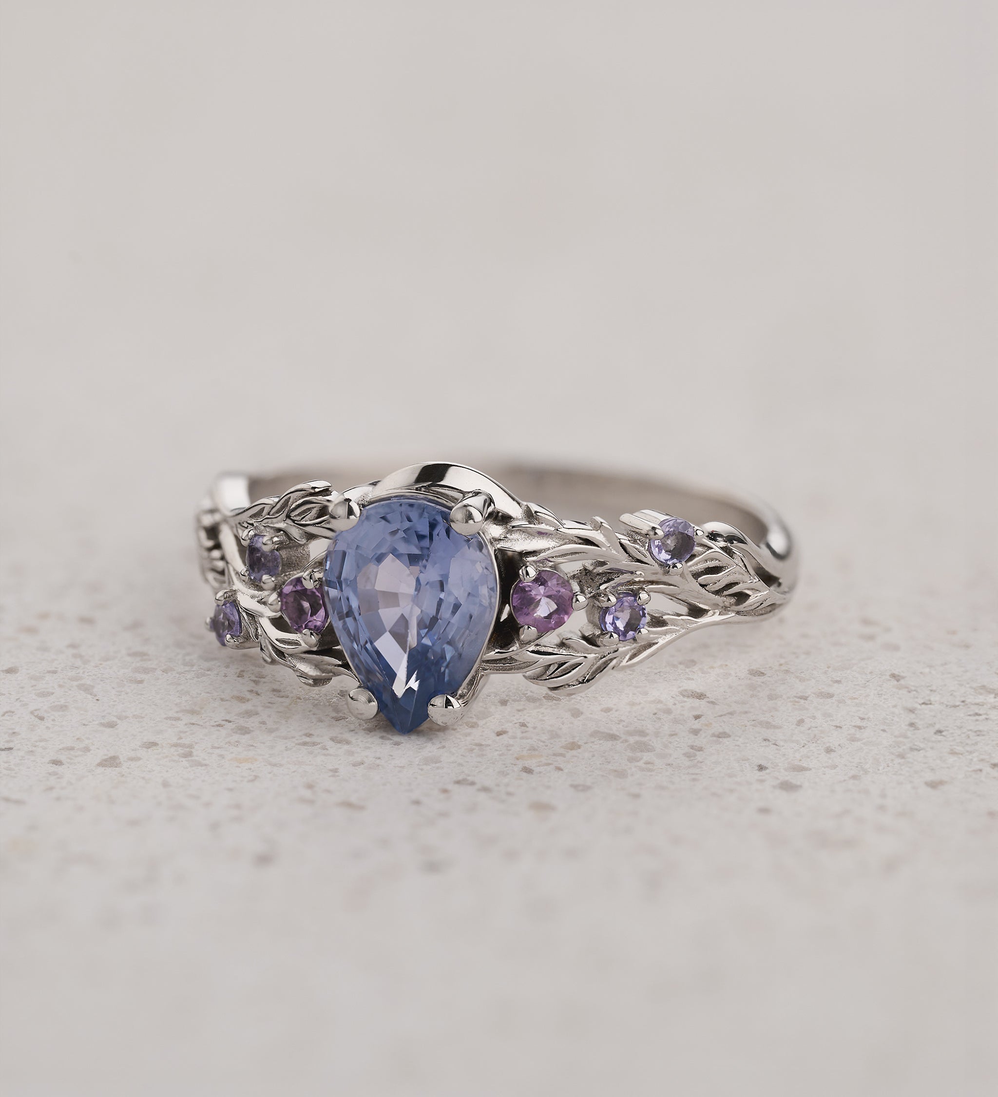 Natural blue sapphire bridal set with amethysts and tanzanites / Japanese Maple - Eden Garden Jewelry™