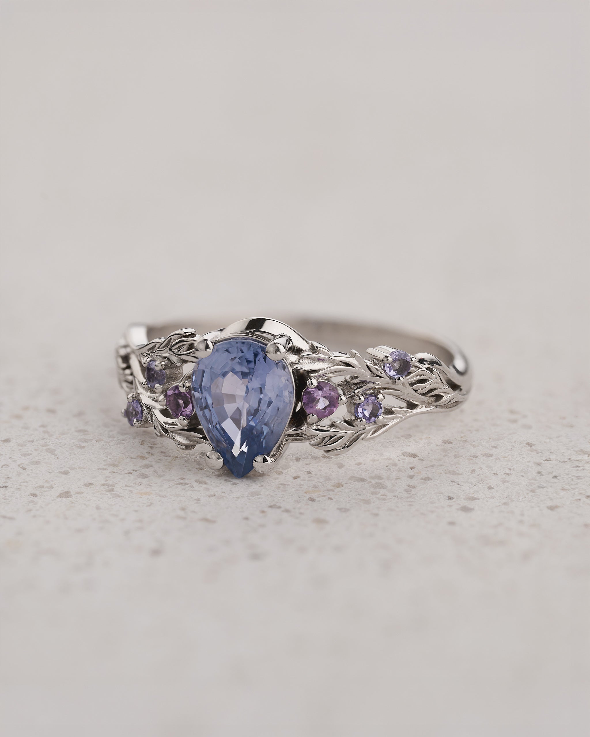 Natural blue sapphire bridal set with amethysts and tanzanites / Japanese Maple - Eden Garden Jewelry™