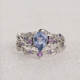 Natural blue sapphire bridal set with amethysts and tanzanites / Japanese Maple - Eden Garden Jewelry™