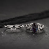 Nature-inspired Bridal Set with Colour-changing Alexandrite & Wedding Band / Ikar