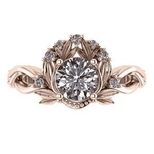 Nika | custom bridal ring set for round cut gemstone 6.5 mm - Eden Garden Jewelry™