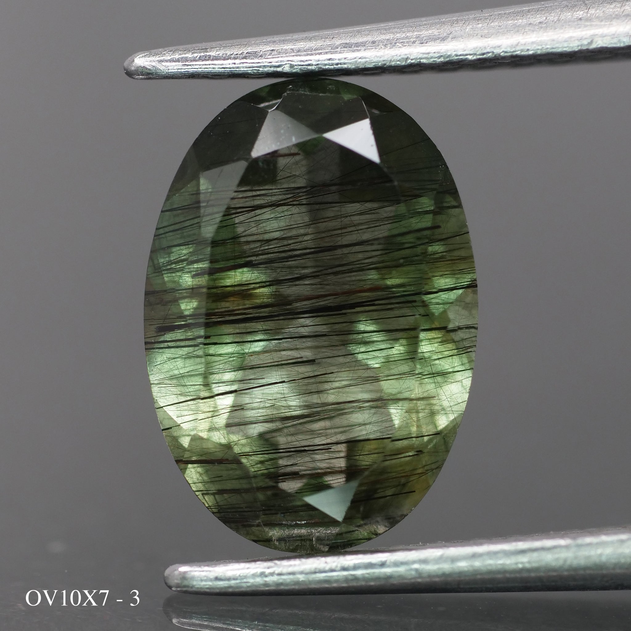 Rutile Peridot | natural, green color, oval-cut, 10x7mm, 2 ct - choose yours