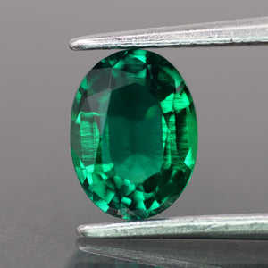 Emerald | Lab-Created Hydrothermal, oval-cut, 8x6mm, 1.2ct