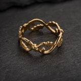 Oak leaves wedding band, ring for her / option 1