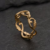 Oak leaves wedding band, ring for her / option 1
