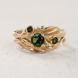 Olive Branch Bridal Set with Round Green Tourmalines / Olivia - Eden Garden Jewelry™