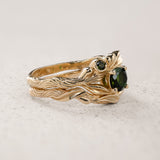 Olive Branch Bridal Set with Round Green Tourmalines / Olivia - Eden Garden Jewelry™